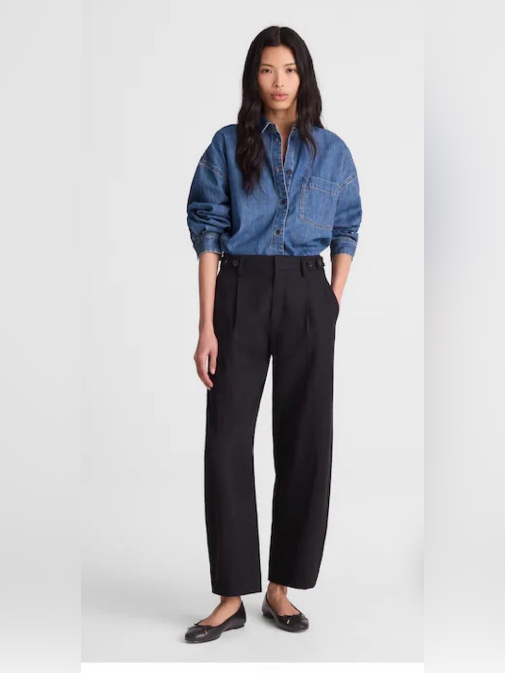 NWT Madewell Barrel Leg Pant in Drapey Twill in Black!